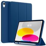 CACOE Case for iPad 10th Generation with Pencil Holder 2022, Soft TPU Back 10th Gen Cover with Pen Holder iPad Protective Smart Stand Case for iPad 10 Generation - Sea Blue