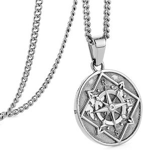 murtoo Compass Necklace for Men and Women, Gold Silver Vintage Stainless Steel Chains Necklace with Compass Pendant Unique Gifts for Men, 20 inch, Stainless Steel, No Gemstone