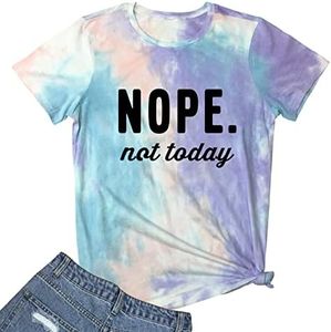 YITAN Women Cute Graphic Tie Dye Tees Cotton T-Shirts Blue Purple Red Small