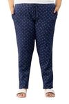 CUPID Women Regular Fit Printed Cotton Comfortable Plus Size Night Track Pant, Lower, Trouser for Lounge and Gym Wear for Girls, 3X Large, Navy Blue