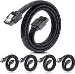 ELECTOP SATA III Cable, 6Gbps Straight HDD SDD Data Cable, SATA 3.0 Nylon Braided Cable with Locking Latch for SATA HDD, SSD, CD Driver, CD Writer(20 Inch, Black,5 Pack)