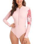 ADOREISM Women's Rash Guard One Piece Long Sleeve Zipper Swimsuit with Padding Sun Protection UPF 50+ for Swimming Surfing Diving (Wolf, 2XL)