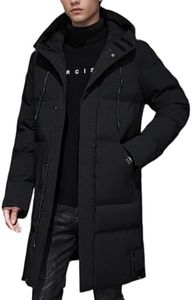 Gihuo Mens Long Puffer Jacket Winter Warm Hooded Outerwear Quilted Jacket Zip Up Padded Coats Outerwear(Black-Medium)
