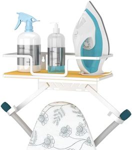 efluky Ironing Board Hanger with Removable Hooks, Ironing Board Holder Wall Mount for T/Y Legs, 12.59" L x 5.9" W x 2.36" H, White