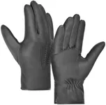 Harssidanzar Mens Italian Sheepskin Leather Gloves Vintage Finished Cashmere Lined Upgrade GM006,Gray,Size XXL