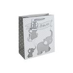 Eurowrap Baby Shower Elephant Kraft Gift Bag with Gift Tag (Medium)