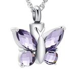 shajwo Cremation Jewelry Butterfly Urn Necklace for Ashes for Women Men Keepsake Memorial Human Pet Ashes Locket Pendant,Light Purple