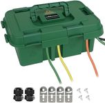 LeMotech Large Outdoor Electrical Box (External 14x9.6x5.5in) IP55 Waterproof Connection Box with Handle, Extension Cord Cover w/8 Cable Seal Entry, for Outlet, Pool Pump,Socket,Power Strips,Green