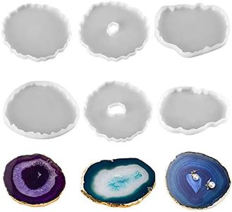 Suhome Silicone Resin Coaster Molds 6 Pack Large Resin Casting Coaster Molds Epoxy Resin Molds for DIY Resin Geode Coasters, Candle Holder,Soap Dish, Craft Decorations
