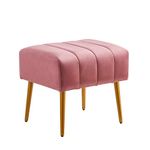 Ball & Cast Upholstered Velvet Ottoman,Footrest 18"W x 15.75"D x 17.5"H Rose,Golden Powder Coating Legs Set of 1