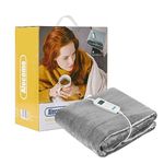 Electric Heated Throw Blanket 10 Heat Settings Washable 220gsm Fleece with Digital Remote Timer - 160cm x 130cm (Silver Grey)