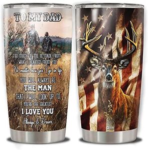 WAZONE Deer Hunting Tumbler Cup With Lid To My Dad Hunting Partners For Life Travel Mug Stainless Steel Vacuum Insulated Tumblers 20oz Thermos Gifts For Deer Hunters Father Dads From Son Daughter