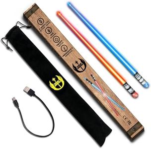 Lightsaber Drum Sticks Light Up Star DrumSticks Wars Lighted LED Rechargeable 10 Unique Colors and 2 Color Changing Glow Drumming Glowing Drummer Plastic Drum Stick Anime Jedi Gift Set