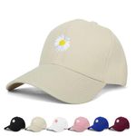 BLURBE Ladies Baseball Caps - Baseball Cap for Women, Daisy Adjustable Ladies Baseball Caps for Womens Casual Summer Outdoor Sports Dad Peaked Sun Cap UK 2023 New Khaki