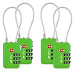 BV TSA Approved Luggage Travel Lock, Set-Your-Own Combination Lock for School Gym Locker, Luggage Suitcase Baggage Locks, Filing Cabinets, Toolbox, Case (Green, 4 Pack)