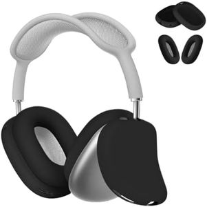 LIRAMARK Soft Silicone 2 in 1 Anti-Scratch Ear Pad Case Cover and Ear Cups Cover Accessories Protective Skin Case for Airpods Max Headphones (Black)