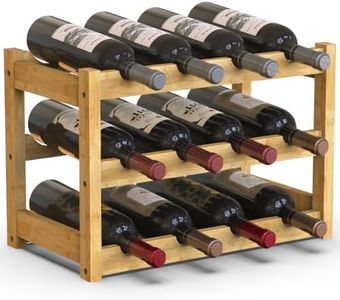 BAKAJI Cantinetta Portavino in Legno Bambù con 12 Scomparti per Vino Champagne, Portabottiglie da Terra, Cantina per Angolo Bar, Salotto, Cucina, Bistrot, Ristorante, 43.5 x 24 x 30 cm (Naturale)