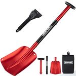 Overmont Folding Emergency Snow Shovel for Car - 32" 42" Small & Compact Tool with Ice Scraper and Carrying Bag- Lightweight Aluminum Shovels for Snow Camping Skiing Snowmobiles