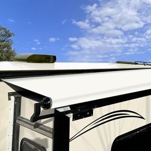 SHADEPLUS Wohnmobil-Markisenstoff-Ersatz, universeller Schiebeaufsatz für Wohnmobile, Reiseanhänger und Wohnmobile (124,5 x 762 cm, weißer Stoff)