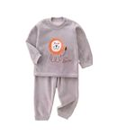 Bold N Elegant Winter Warm Fleece Kid's Car Robot Cartoon Print Thick Sweatshirt Tshirt and Lower Clothing Set for Baby Boys Girls Kids (Pajama Set, Grey, 12-18 Months)