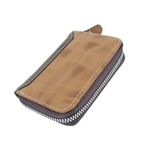 SAMTROH RFID Brown Leather Zip Debit/Credit 12 Card Holder for Men and Women (Wood)