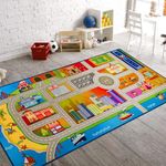 Booooom Jackson Kids Car Rug Play Mat,Car Mat for Kids Toy Cars,Colorful Rug,Non Slip Kids Rug for Bedroom Boys Playroom,Kids Play Rug for Cars Trucks,Fun Area Rug Play Mat