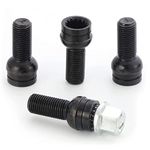 Knpwer 4 Pcs Locking Wheel Nut Set, M14*1.5MM Black Steel Wheel Bolt & Lock Lug Nut Set with Key (M14*1.5MM)