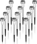 GIGALUMI Solar Lights Outdoor Garden Waterproof,12 Pack,Stainless Steel LED Solar Garden Lights for Patio, Lawn, Yard and Landscape Decor, Cold White