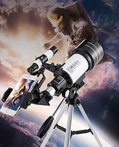 Citaaz Telescope for Kids& Beginners, 70mm Aperture 300mm Astronomical Refractor Telescope, Tripod& Finder Scope- Portable Travel Telescope with Smartphone Adapter,Telescope Refractors(White Color)
