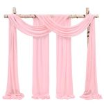 Showgeous Wedding Arch Draping Fabric 2 Panels 28" x20Ft Pink Chiffon Fabric Drapery Wedding Arch Drapes Chiffon Sheer Backdrop Curtains for Arbor Wedding Archway Ceremony Ceiling Swag Decorations