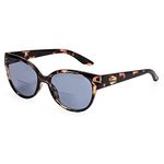 EYEGUARD Bifocal Reading Sunglasses for Women, UV400 Protection Outdoor Glasses with Brown Tortoiseshell Frame/Metal decoration Sunreaders(Tortoise,+3.00)