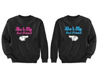 XtraFly Apparel Women's BFF She's My Best Friend Valentine's Matching Couples Pullover Crewneck-Sweatshirt