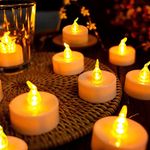 Beneve Battery Operated Candle,24pcs LED Tea Lights Candles Realistic and Bright Flickering LED Tealights with Warm Yellow Fake Tea Candle for Wedding,Party and Festival Celebration