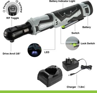WORKPRO 3/8" Cordless Ratchet Wrench Set – 12V, 2 Batteries, 7 Sockets