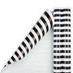 JAM PAPER Gift Wrap - Striped Wrapping Paper - 25 Sq Ft per Roll - Black & White Stripes - 2/Pack