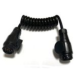 JVJ 2.0m 13-Pin to 13Pin Coiled Extension Cable Trailer Cable for Trailer Boat Trailer Tractor caravan