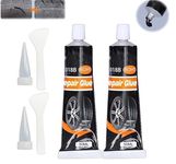 Tire Glue Sidewall Repair Rubber Set, Cement Tire Fix Sidewall Patch Plug Repair Strong Adhesive, Rainproof Waterproof & High Temperature Resistant, for Shoes Sealant Quick Dry Black Glue (2pcs)