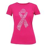 Promotion & Beyond Breast Cancer Awareness Pink Ribbon T-Shirt for Women Breast Cancer Shirts, Cyber Pink, Large