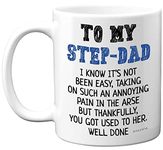 Step Dad Gifts - Well Done - Step Dad Birthday Mug Present from Son Daughter, Fathers Day Mug Gifts, Christmas Day Dad Mug, Secret Santa Gift, 11oz Ceramic Dishwasher Safe Coffee Mugs Cup