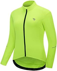 BALEAF Women's Thermal Cycling Jersey Long Sleeve Winter 4 Pockets Bike Fleece Jackets Windproof Cold Weather Fluorescent Yellow M