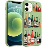 Idocolors Champagne Collection Print Case for iPhone XR,Green Liquid Silicone Girly Cases,Cool Creative Winebottle Soft Gel Rubber Full-Body Protection Microfiber Lining Shockproof Cover