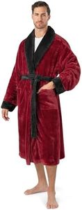 PAVILIA Mens Soft Robe, Plush Fluffy Fleece Bathrobe Men, Long Sherpa Shaggy Spa Robe