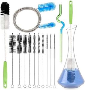 CUMFYHOUS-Set of 12 Tube Pipe Cleaners Bottle Brush Kit,for Washing Long Neck Bottle,Straw,Sink.17-inch Long Handle Brush,8.2-inch Different Diameters Brush,35-inch Flexible Double Ended Brush