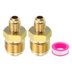 PATIKIL 1/4 Inch Male Flare x 1/2 Inch Male Flare Connector, SAE 45 Degree Flare Brass Adapter Reducing Union Tube Coupler Flare Pipe Fitting for Air Gas Line Refrigeration HVAC