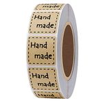 Hylabelest 1 Inch Square Natural Kraft Hand Made Stickers Square Natural Kraft Handmade Labels