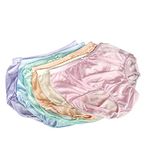 Littledream Lot of 6 Vintage Plus Size XXL Sheer Transparent Silk Nylon Panties Full Cut Briefs Knicker Underwear Hips 40"-50" (2XL) High Waist Men Womens Granny Brief Mushroom Gusset, Light Blue,