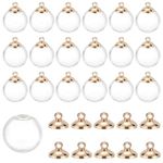 Kavya Craft Present 25/50pcs 1.3X2 Cm Mini Clear Glass Globe Bottle Wish Glass Ball Bottles DIY Pendant Charms Stud Earring Making,8mm Gold Cap (50)