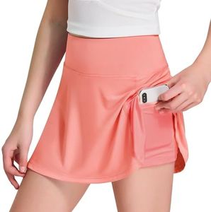 FitsT4 Sports Girl's Golf Skirt Adjustable Waist Active Tennis Skort UPF50+ Peach