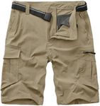 Toomett Mens Outdoor Casual Expandable Waist Lightweight Water Resistant Quick Dry Fishing Hiking Shorts 6230,Khaki,42