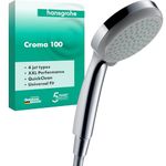 hansgrohe Croma 100 - shower head, hand shower round (⌀ 100 mm) with 4 sprays, with anti-limescale function, chrome, 28535000